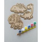 Yubamar Ahşap Dinozor Boyama Objeleri 3'lü Set - Ham Mdf Figürler - 1 Set