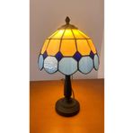 Yüceeller El Yapımı Vitray Retro Barok Abajur Masa Lambası Oturma Yatak Odası Mavi Beyaz