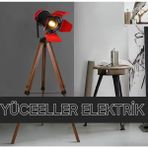 Yüceeller Retro Kırmızı Başlıklı Tripot Ayaklı Lambader