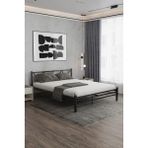 Yüceer Home Çift Kişilik Metal Karyola, Çift Kişilik Ferforje Karyola, 160X200 cm Modüler Yatak - Siyah - 160 x 200 cm