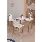 Yüceer Home Çocuk Aktivite Masa ve Çift Sandalye Yaz Sil Oyun Etkinlik Çalışma Masası Montessori 1 Masa 2 Sandalye - Beyaz