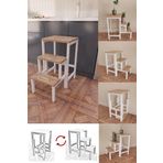Yüceer Home Katlanabillir Metal Ahşap Basamaklı Tabure Merdiven Çiçeklik Çok Amaçlı Tabure Beyaz