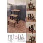 Yüceer Home Katlanabillir Metal Ahşap Basamaklı Tabure Merdiven Çiçeklik Çok Amaçlı Tabure