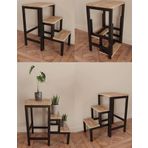 Yüceer Home Katlanabillir Puf Bench Metal Ahşap Basamaklı Tabure Merdiven Çiçeklik Çok Amaçlı Tabure