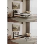 Yüceer Home Tek Kişilik Ortopedik Tam Destekli Metal Karyola, Tek Kişilik Ferforje Karyola, 90X200 Cm