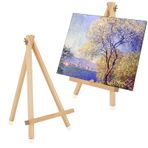 YUDAWN Masa üstü şövale ahşap 30 x 20 cm, 2 adet mini şövale masa tuval standı üçgen şövale küçük ahşap şövale resim çerçevesi tutucu düğün masaüstü tablo için
