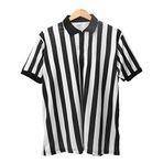 Yuehuamech Erkek Resmi Hakem Forması Pro Ref Officiating Hakem Gömleği Siyah ve Beyaz Çizgili Fermuarlı Devrilmiş Yaka Hakem Gömleği Basketbol Futbol Futbol için