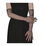 YUEMOL Uzun Gece Eldivenleri Saten Uzun siyah seksi streç bant matkap eldivenleri, matkap örgü balık ağı matkap parti elbise eldivenleri (Color : B, Size : Medium)