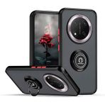 YUEQIAN Honor Magic 7 Lite 5G (Magic7 Lite) / X9c için kılıf, 360° döndürülebilir stant, halka, darbeye dayanıklı, mat, yarı saydam sert PC + yumuşak TPU silikon çift koruyucu kılıf, siyah kırmızı