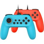Yues Nintendo Switch Kablolu Pro Controller Oyun Kolu – 2 Adet, Switch / Switch Lite / OLED Uyumlu - Mavi - Kırmızı