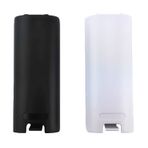 yueton 2pcs Black and White Replacement Battery Back Door Cover Shell for Nintendo Wii Remote Controller
