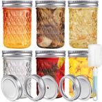 YUEYEE 6'lı 240 ml Mason Jars kapaklı tatlı kavanozu, ev yapımı gıdalar, marmelat, bal, yoğurt, salatalık ve fasulye için gıda saklama kavanozu, 18 yedek kapaklı marmelat kavanozu