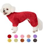 YUGGI Köpek Montu Noel Kazak Yavru Kış Giysileri Küçük Orta Köpekler için Erkek Kız Kedi Giyim Köpek Pijama Köpek Ceket Tulum Pijama Yumuşak Sıcak Tatil Kıyafetleri (Small, Kırmızı)