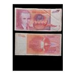 Yugoslavya 1000 Dinar Eski Koleksiyon Yabancı Kağıt Para. Kullanılmış Haliyle.