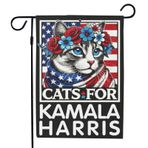 YUHATRG Kamala Harris Bahçe Bayrağı Çocuksuz Kedi Bayan Kamala Komik Yard İşareti 30 x 45 cm Çift Taraflı 2024 Başkan Oyu Açık Afiş Sonbahar Yard Dekor (CatD Mavi)
