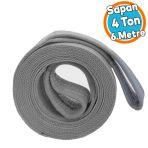 Yük Kaldırma Sapan Polyester Spanzet 4 Ton 6 Metre Gri Sağlam Taşıma İndirme Araç Çekme Halat