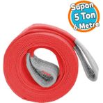 Yük Kaldırma Sapan Polyester Spanzet 5 Ton 6 Metre Kırmızı Sağlam Taşıma İndirme Araç Çekme Halat