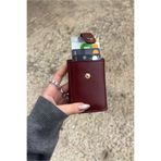Yuka Atelier Dikey Mekanizmalı Bordo Kartlık Cüzdan