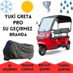 Yuki Greta Pro Kabinli 3 Tekerlekli Motor Brandası Su Geçirmez