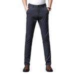 Yukirtiq Erkek Chino Dar Kesim Streç Pantolon Kareli Düz Ön Dar Elbise Pantolon Ekose Vintage Stil Klasik Akıllı Pantolon, mavi, 32
