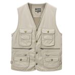 Yukirtiq Erkek Outdoor Yelek, Çok Cepli, Fermuarlı Balıkçı Yeleği, Avcılık ve Balıkçı Fotoğrafçılığı, Yürüyüş, Batı, Yazlık, Çok Fonksiyonlu Yelek, Kolsuz Ceket, C-bej, M