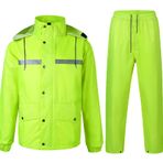 Yukirtiq Erkek Su Geçirmez Yağmurluk 2 Parça Set - Kapüşonlu Ceket ve Pantolon, Açık Unisex, Yansıtıcı Şeritli, Floresan Yeşili, S