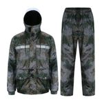 Yukirtiq Erkek Su Geçirmez Yağmurluk 2 Parça Set - Kapüşonlu Ceket ve Pantolon, Açık Unisex, Yansıtıcı Şeritli, Kamuflaj, XL