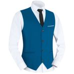 Yukirtiq Erkek Takım Yelek Düz Renk V Yaka Kolsuz Slim Fit Resmi İş Kıyafeti Yelek Düğün Parti Elbisesi Yelek Üst, koyu mavi, XXL