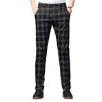 Yukirtiq Erkek Tüvit Kareli Streç Pantolon Chino Ekose Pantolon Dar Kesim Klasik Ekose Golf Retro Pantolon Vintage Stil Alt, siyah, 36W Regular