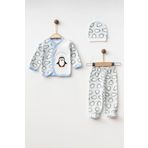 yukobaby bebeğiniz için en doğalı Bebek Penguenli 3'lü Yenidoğan Hastane Çıkışı Zıbın Seti Bebe Takımı yk231224
