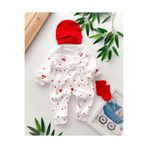 yukobaby bebeğiniz için en doğalı Kız Bebek %100 Pamuklu Kirazlı Bone-eldiven 3 lü 3-6-9-12 Ay Yenidoğan Hastane Çıkış Tulum