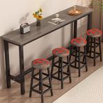 Yüksek Bar Masası 120/140/160/180 cm - Şık Kahvaltı Tezgahı Yemek Odası Mobilyaları 105 cm Uzun Kokteyl Masası Mutfak Bar Mobilyaları (Gri Meşe 118 cm)