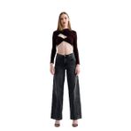 Yüksek Bel, Geniş Paça, Palazzo, Wide Leg, Retro Yıkamalı Straight Fit,%100 Pamuk Kot Denim Jean (Füme, 30)