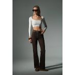 Yüksek Bel Kot, Ispanyol Paça Esnek Denim Kumaş Kadın Fit And Flare Jean Pantolon @flares - Kahverengi - 34