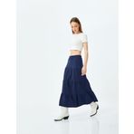 Yüksek Bel Oversize Katlı Volanlı Midi Etek