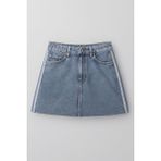 Yüksek Bel Püsküllü Mini Jean Etek - Buz Mavisi - XS