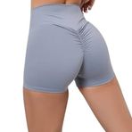 Yüksek Bel Spor Şort, Büzgülü Tasarım, Toparlayıcı, Yoga ve Fitness İçin, Gri (Gri, XXS)