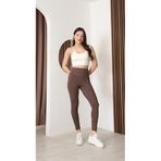 Yüksek bel toparlayıcı kadın dalgıç scuba spor tayt (kahverengi/kırmızı/siyah/lacivert/antrasit, S/M/L/XL/XXL) (Kahverengi, XL)