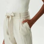 Yüksek Belli Linen Culotte Kadın Rengi Pantolon