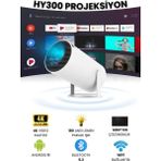 Yüksek Çözünürlüklü Taşınabilir Projeksiyon Cihazı, Wi-Fi ve Bluetooth Destekli, Şık Beyaz.