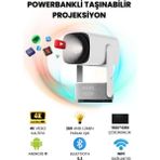 Yüksek Çözünürlüklü Taşınabilir Projeksiyon Cihazı, Wifi ve Bluetooth Özelliği - Ahşap Bej - Siyah