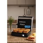 Yüksek Güçlü Tost Makinesi, Yapışmaz Plaka ve Yağ Hazneli, Pratik Kullanım - Altın - Gri