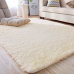 Yüksek havlı 60 x 80 cm Beyaz Shaggy Halı - Yumuşak İmitasyon Kuzu Derisi Halı Yemek Odası Mutfak Kafe Salon için Yıkanabilir Halı Kanepeler için - Rahat ve Şık Dekor Seçeneği