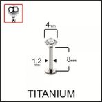 Yüksek Kalite G23 Titanyum Pırlanta Modeli Dudak Kıkırdak Helix Tragus Titanium Piercing - 8 mm