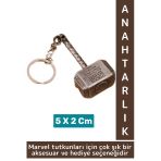 Yüksek Kaliteli Dekoratif Çok Şık Hediyelik Marvel Figürü Oynar Başlıklı Anahtarlık Thor Çekici