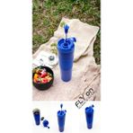 Yüksek Kaliteli Sıcak ve Soğuk French Press Çelik Termos Kupa Bardak Mug 500 ML Kahve ve Bitki Çayı - Lacivert - 0,05 lt