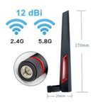 Yüksek Kazançlı Wi-Fi Modem Anteni 12dBi Dual Band SMA Erkek