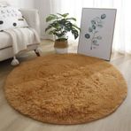 Yüksek Kazık Yuvarlak Shaggy Halı Oturma Odası Yatak Odası Çocuk Odası Bej 60 cm