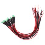 Yüksek Parlaklıkta LED Ön Kablolu, 100 Adet LED Boncuk, LED Ön Kablolu Işık Yayan Diyot, 12V 3mm 20cm, Gösterge Işığı Olarak, Sinyal Işığı, Aletler (Yeşil saç
