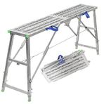 Yüksek performanslı merdiven, galvanizli çelik, ayarlanabilir yükseklik, taşınabilir iskele donanımı, kaymaz basamaklı, 140 cm katlanabilir çalışma platformu